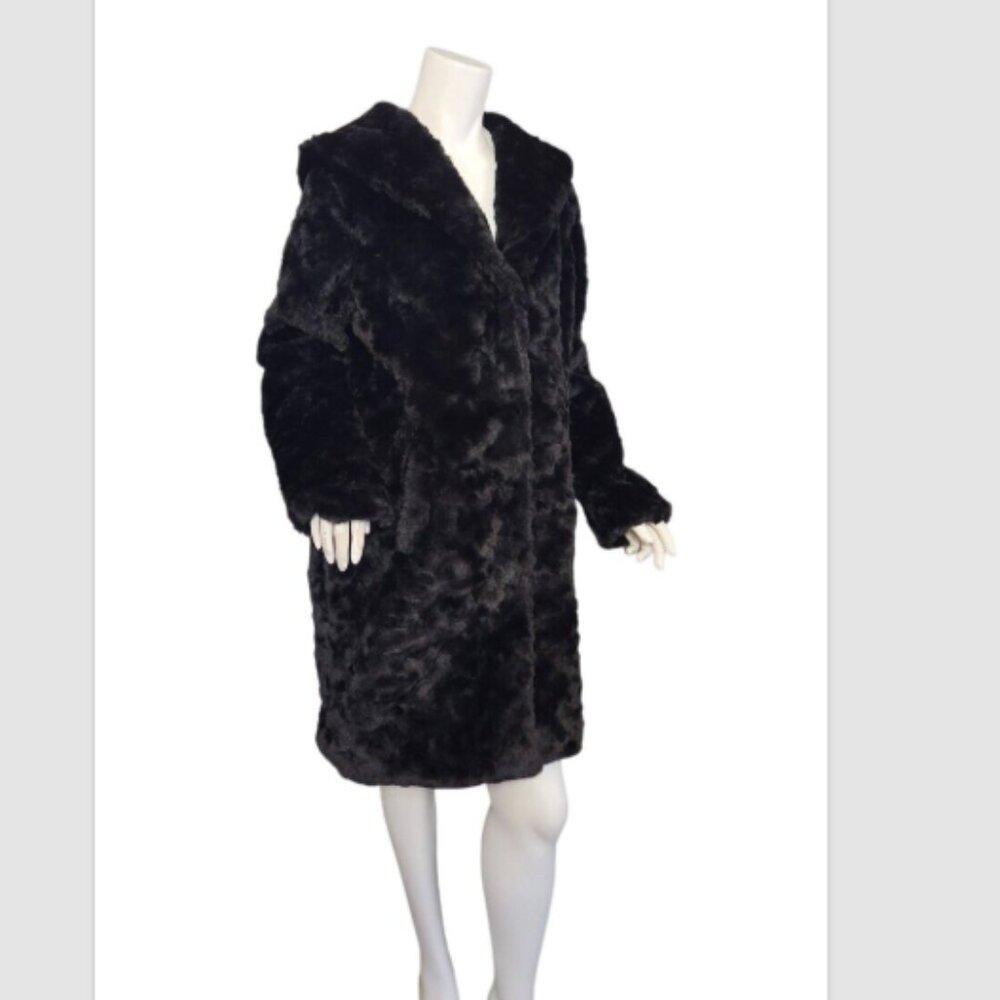 Coalition LA Hooded Faux Fur Snap Coat With Pockets - Picture 4 of 15